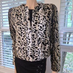 Express Women's Faux Fur Leopard Print Coat Jacket Size XS Y2k cheetah
